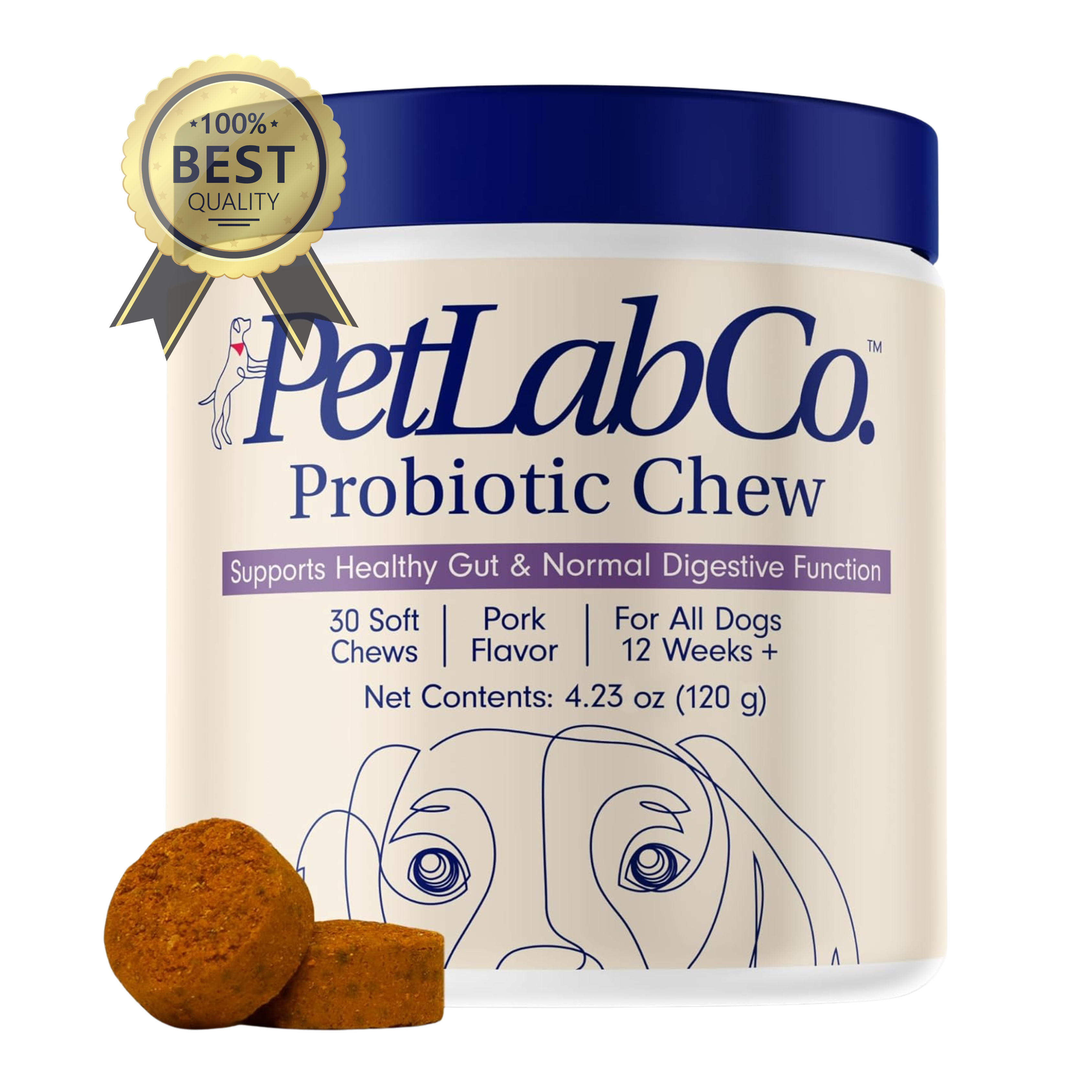 PetLab Co. Probiotics for Dogs – Gut Health & Allergy Support – Pork Flavor Soft Chews (30 Count)