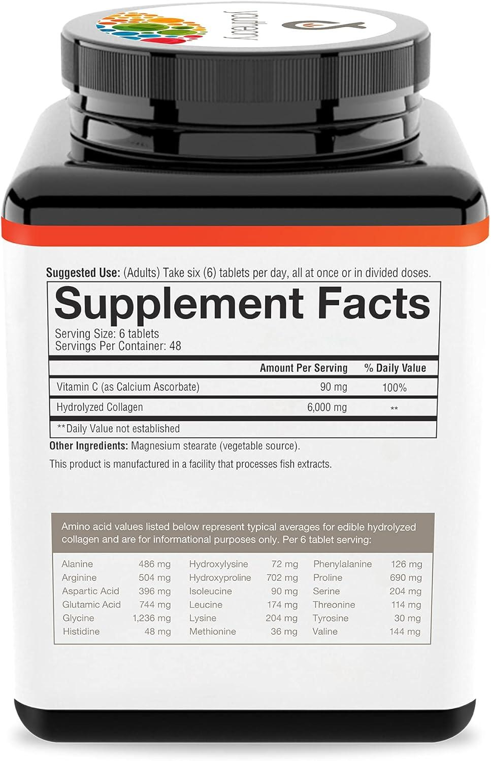Youtheory Advanced Collagen Supplement – 6,000 mg Collagen with Vitamin C, Supports Hair, Skin, & Nails – 290 Tablets - Ballimart