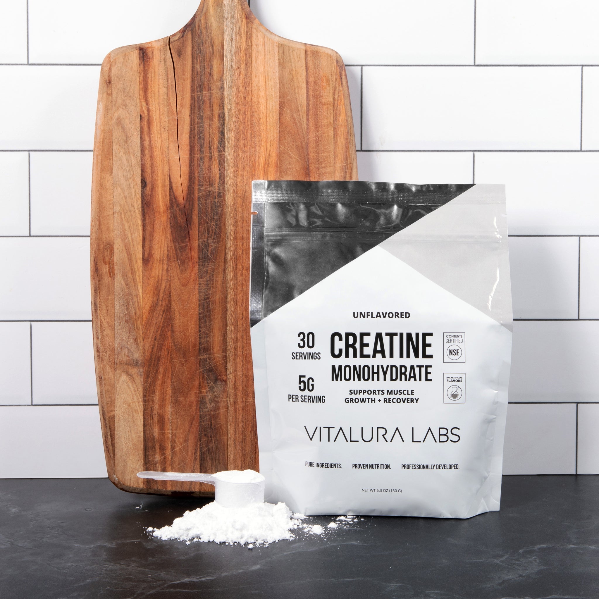 Vitalura Labs Unflavored Creatine Monohydrate – 5g Per Serving, 30 Servings, NSF Certified