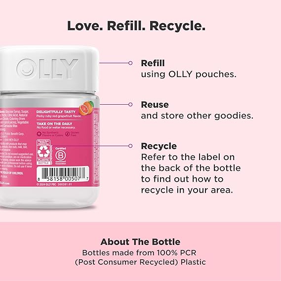 OLLY Undeniable Beauty Gummy for Hair, Skin & Nails | Biotin, Vitamin C & Keratin - Gluten-Free Chewable Supplements, 30-Day Supply, 60 Count