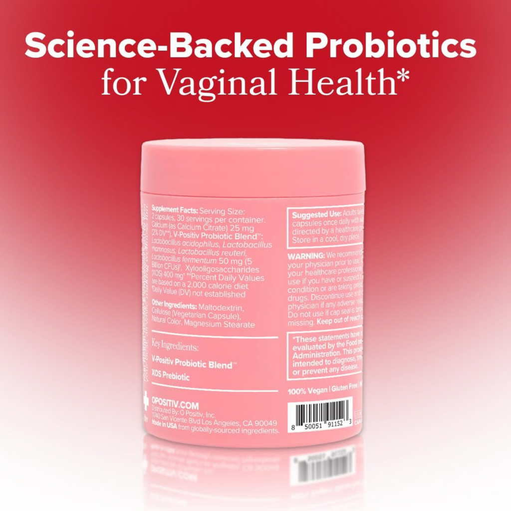O Positiv URO Vaginal Probiotics for Women – pH Balance, Odor & Flora Support with Prebiotics & Lactobacillus – 60 Capsules